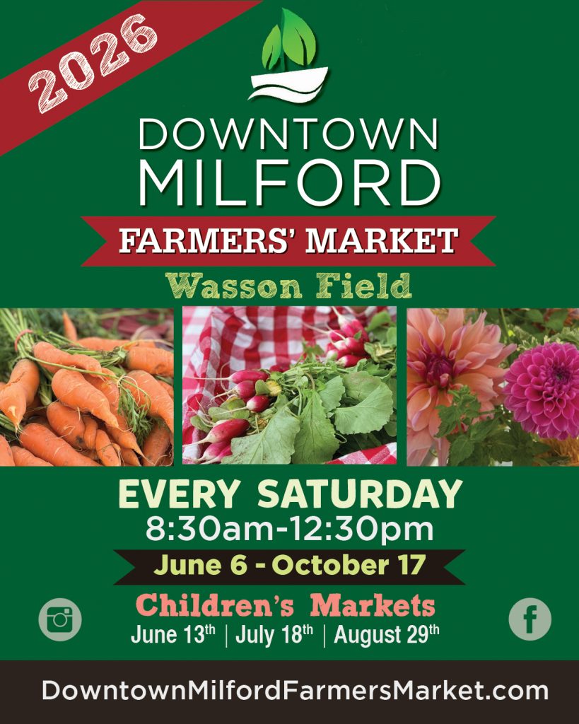 Downtown Milford Business Association presents the 2026 Downtown Milford Farmers Market and Children’s Market in Milford, CT. Visit every Saturday from June 6 to October 17 for fresh produce from farmers who practice organic farming, meats, dairy, baked goods (including gluten-free), local vendors, food trucks, live music, and children’s activities. Milford, CT offers fun family-friendly experiences and things to do near New Haven County and Fairfield County.