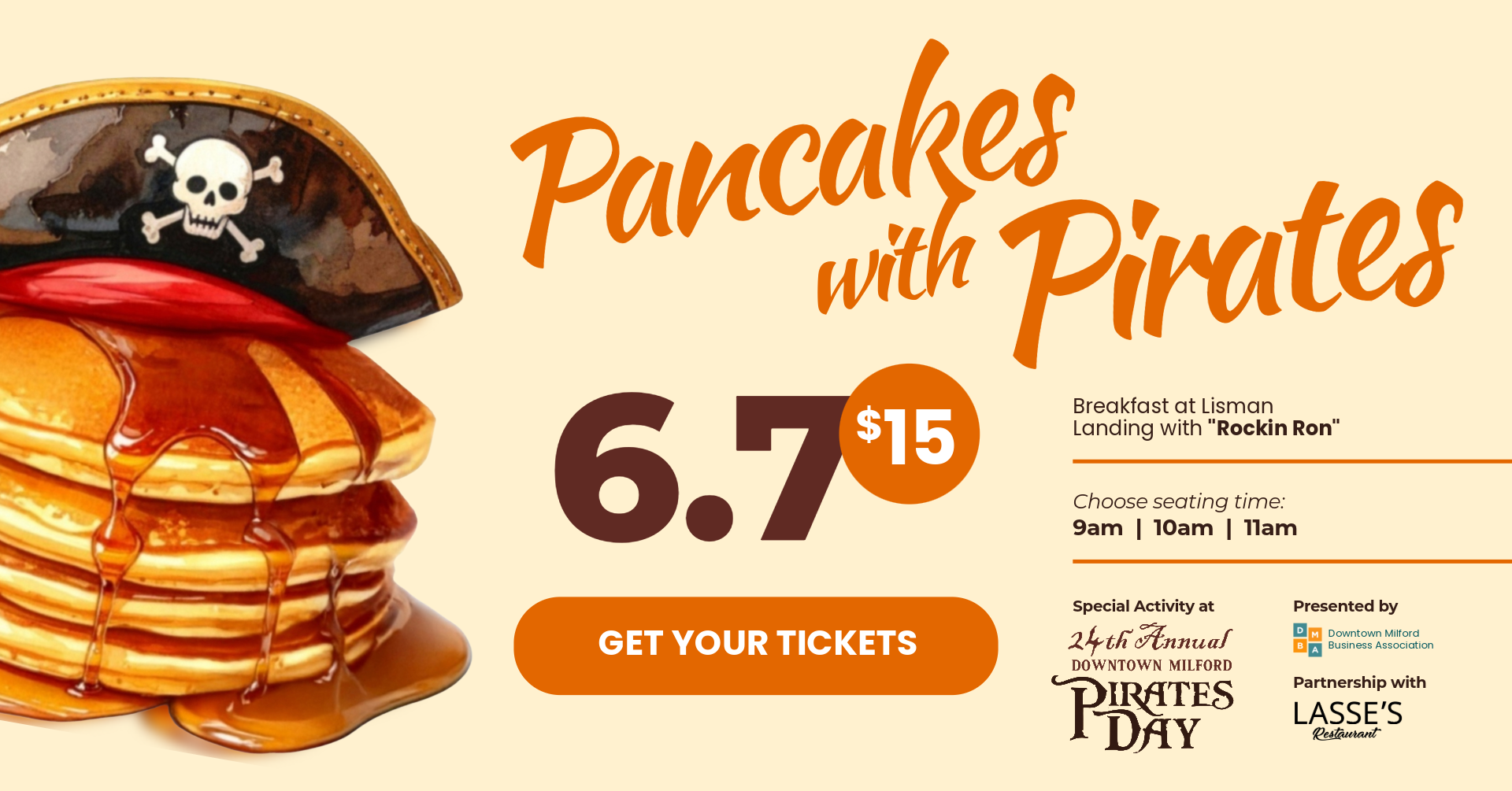 Get your tickets now for Pirates Day and don’t miss Pancakes with Pirates on June 7! Secure your spot early for this fun, family-friendly Milford celebration filled with pirate-themed activities, breakfast, and downtown festivities—one of the top things to do in Milford, CT this weekend.